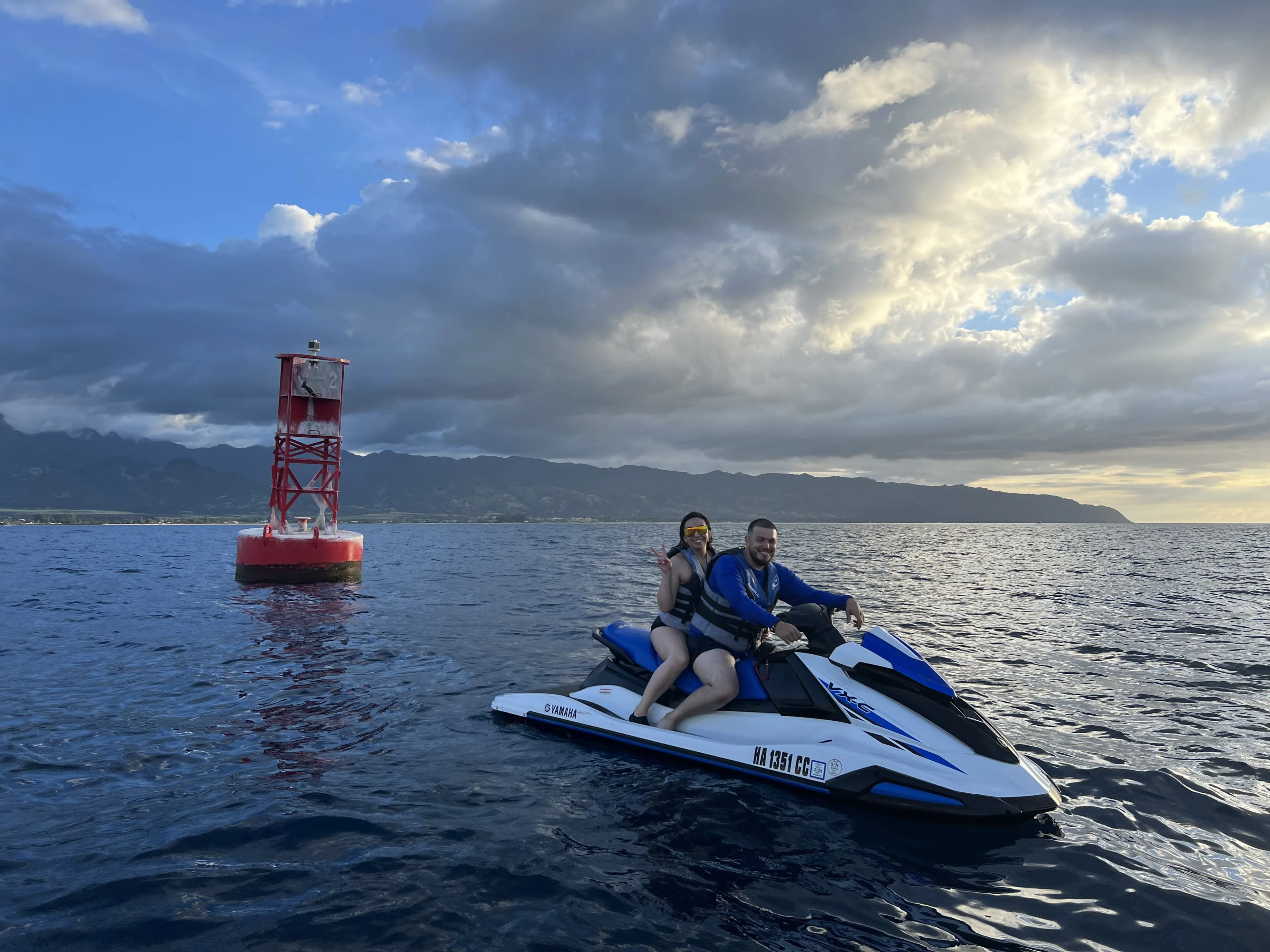 Watercraft adventure with mountain backdrop